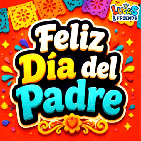 A Lucas And Friends Greeting Card With A Feliz Dia Del Padre Message GIF