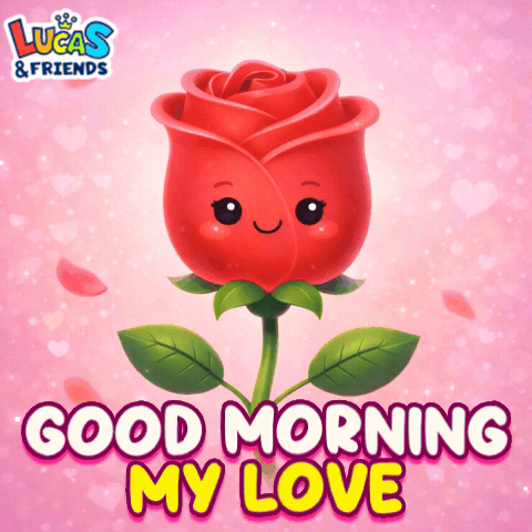 Lucas And Friends Greeting Card With Red Rose GIF