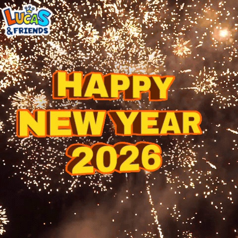 A Lucas And Friends Greeting Card With Fireworks In The Background GIF