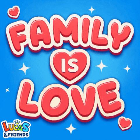 A Lucas And Friends Logo That Says Family Is Love GIF