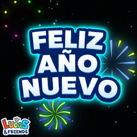 A Lucas And Friends Logo With Fireworks Behind It GIF