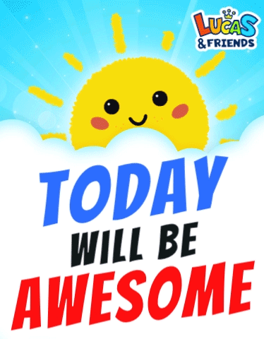 A Lucas And Friends Poster With A Smiling Sun GIF