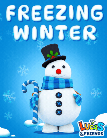 A Lucas And Friends Poster With A Snowman GIF