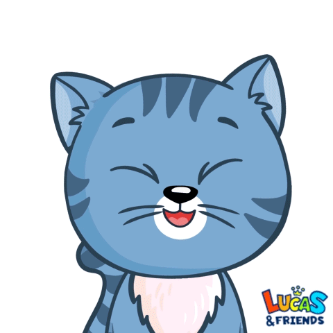 A Lucas And Friends Sticker With A Blue Cat GIF