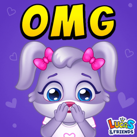 A Lucas And Friends Sticker With A Bunny Girl Covering Her Mouth GIF