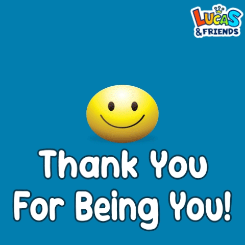A Lucas & Friends Advertisement With A Smiley Face On It GIF