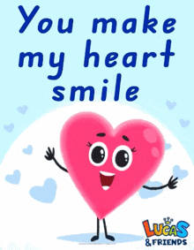 A Lucas & Friends Valentine 'S Day Card With A Heart With Arms And Legs GIF