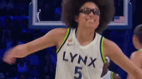 A Lynx Basketball Player Wearing Sunglasses And A Wig GIF