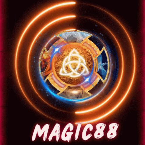 a magic88 logo with a celtic knot in the center