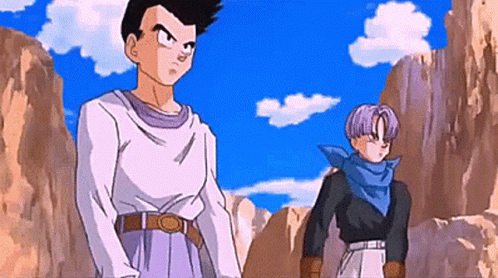A Man And A Boy Are Standing Next To Each Other In A Cartoon . GIF