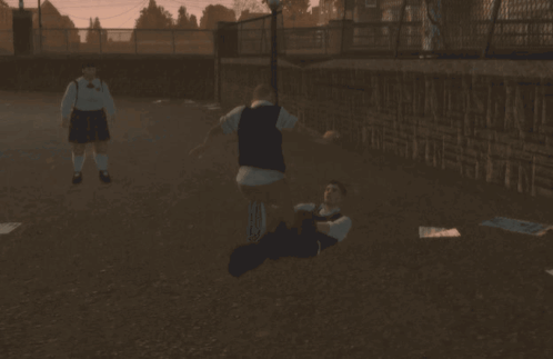 A Man And A Girl Are Playing A Video Game On A Field GIF