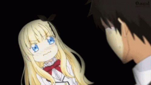 A Man And A Girl Are Standing Next To Each Other And The Girl Is Making A Face GIF