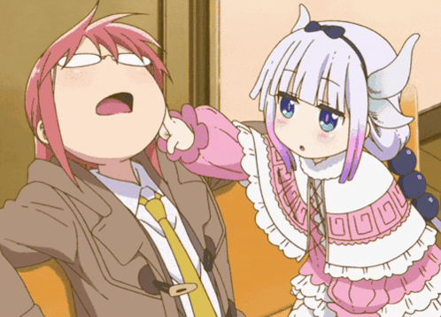 A Man And A Girl Are Standing Next To Each Other And The Girl Is Wearing A Pink Dress GIF