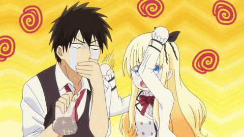 A Man And A Girl Are Standing Next To Each Other GIF
