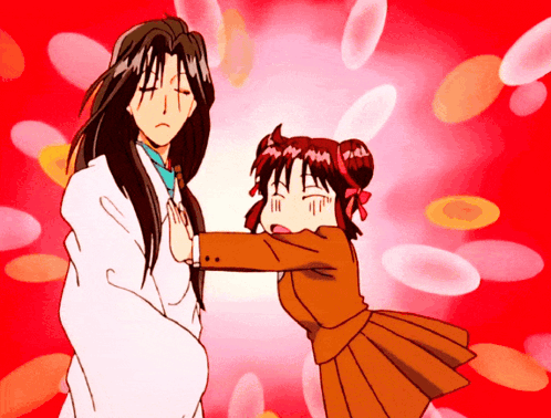 A Man And A Girl Are Standing Next To Each Other In A Cartoon GIF