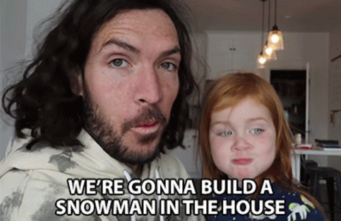 A Man And A Little Girl Are Talking About Building A Snowman GIF