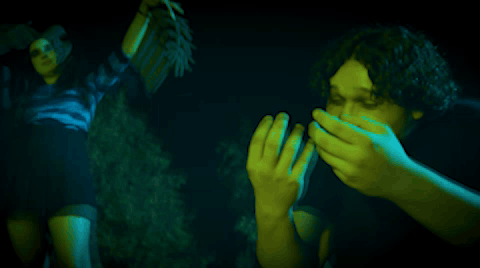 A Man And A Woman Are Dancing And The Words Trippin ' Are Visible GIF