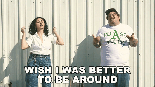 Dancing Man And Woman With Wish I Was Better Text GIF