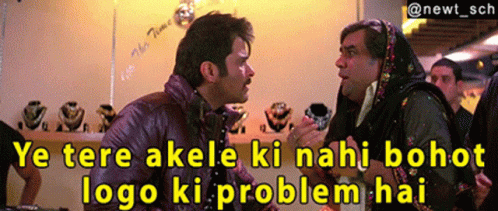 A Man And A Woman Are Having A Conversation With The Words Ye Tere Akela Ki Nahi Bohot Logo Ki Problem Hai GIF