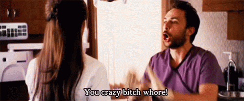 A Man And A Woman Are Having A Fight In A Kitchen And The Man Is Yelling At The Woman . GIF