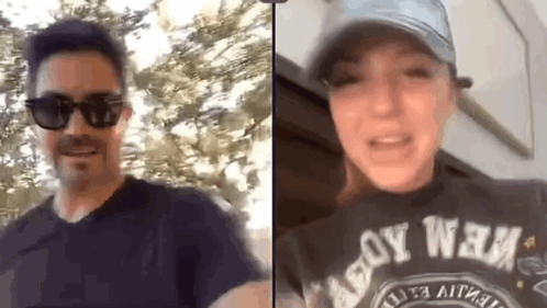 A Man And A Woman Are Having A Video Call . GIF