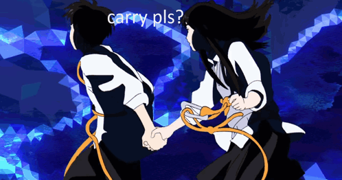 A Man And A Woman Are Holding Hands And The Words Carry Pls Are Visible GIF