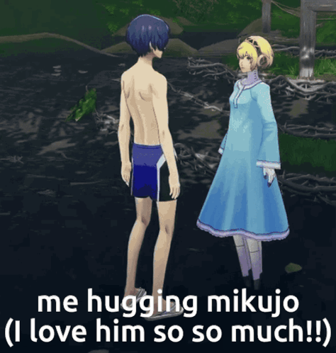 A Man And A Woman Are Hugging Each Other In A Video Game Scene GIF