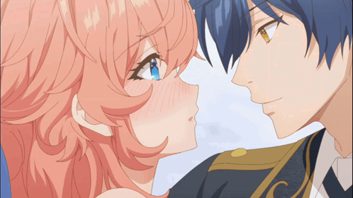 A Man And A Woman Are Kissing In A Anime Scene GIF