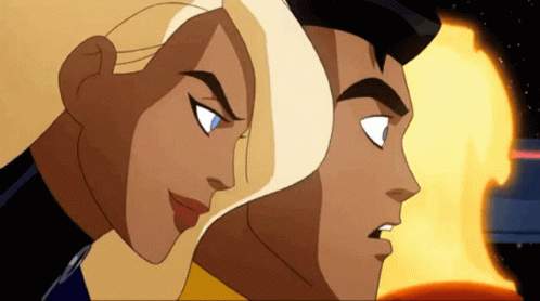A Man And A Woman Are Looking At Each Other GIF