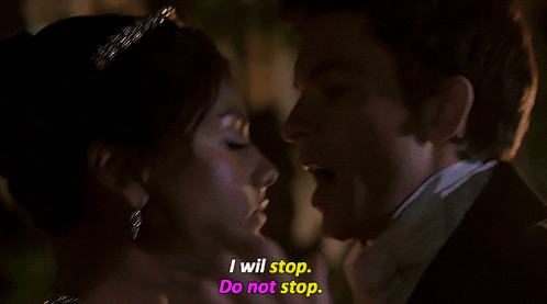 A Man And A Woman Are Looking At Each Other And The Man Says I Will Stop Do Not Stop GIF