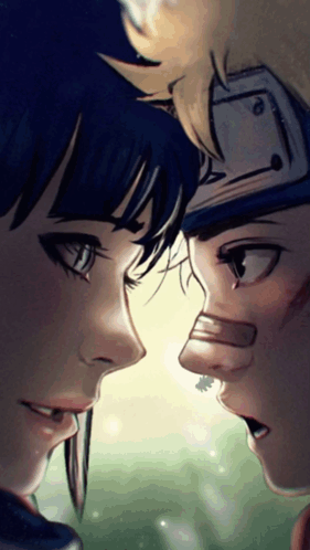 A Man And A Woman Are Looking At Each Other In A Painting GIF