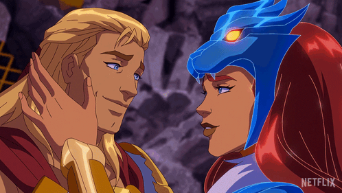 A Man And A Woman Are Looking At Each Other With A Netflix Logo In The Corner GIF