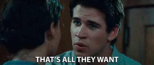 A Man And A Woman Are Looking Into Each Other 'S Eyes And The Man Is Saying That 'S All They Want . GIF