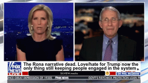 A Man And A Woman Are On Fox News Talking About The Rona Narrative GIF