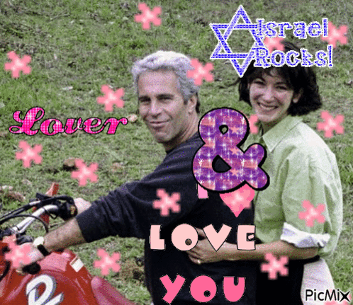 A Man And A Woman Are Posing For A Picture With The Words Israel Rocks In The Background GIF