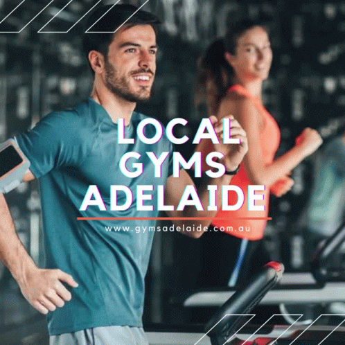 A Man And A Woman Are Running On Treadmills In A Gym Advertisement For Local Gyms Adelaide GIF