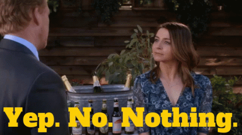 A Man And A Woman Are Sitting In Front Of A Bucket Of Beer With Yep No Nothing Written On The Bottom GIF