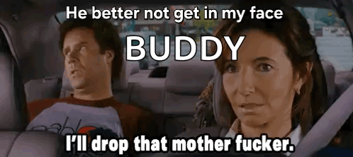 A Man And A Woman Are Sitting In The Back Seat Of A Car . The Woman Is Looking At The Man . GIF