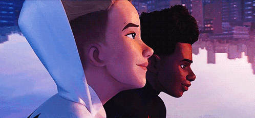 A Man And A Woman Are Standing Next To Each Other And Looking At The Sky . GIF