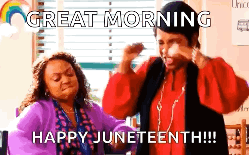 A Man And A Woman Are Standing Next To Each Other In A Classroom And Dancing . GIF