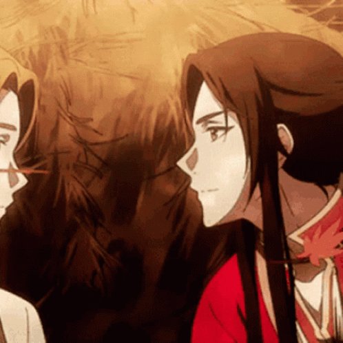 A Man And A Woman Are Standing Next To Each Other In A Painting GIF