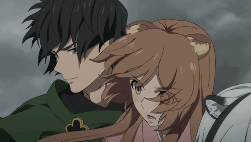 A Man And A Woman Are Standing Next To Each Other In An Anime Scene GIF
