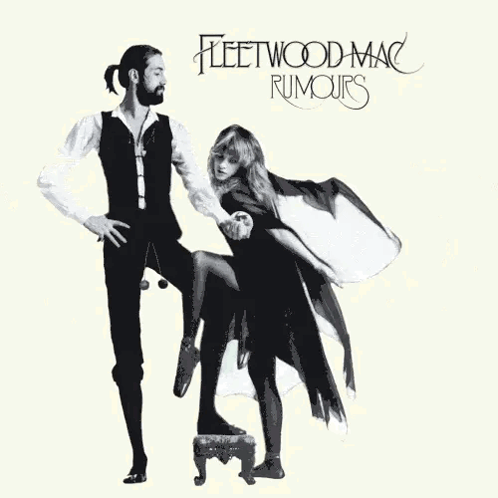 A Man And A Woman Are Standing Next To Each Other On The Cover Of Fleetwood Mac 'S Album Rumours . GIF