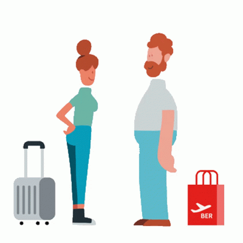 Man And Woman Standing With Ber Bag GIF