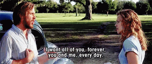 A Man And A Woman Are Talking In Front Of A Car And The Woman Says " I Want All Of You Forever You And Me Every Day GIF