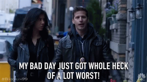 a man and a woman are walking down a street with the caption my bad day just got whole heck of a lot worst ..