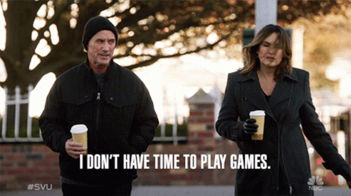 A Man And A Woman Are Walking Down The Street And The Man Says I Don 'T Have Time To Play Games GIF