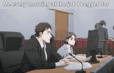 Man And Woman At Court Desk GIF