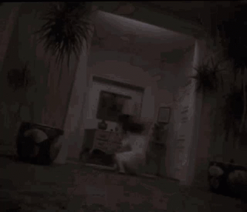 a man and woman are kissing in a dark room .