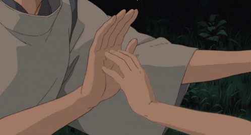 A Man And Woman Holding Hands In A Cartoon Scene GIF
